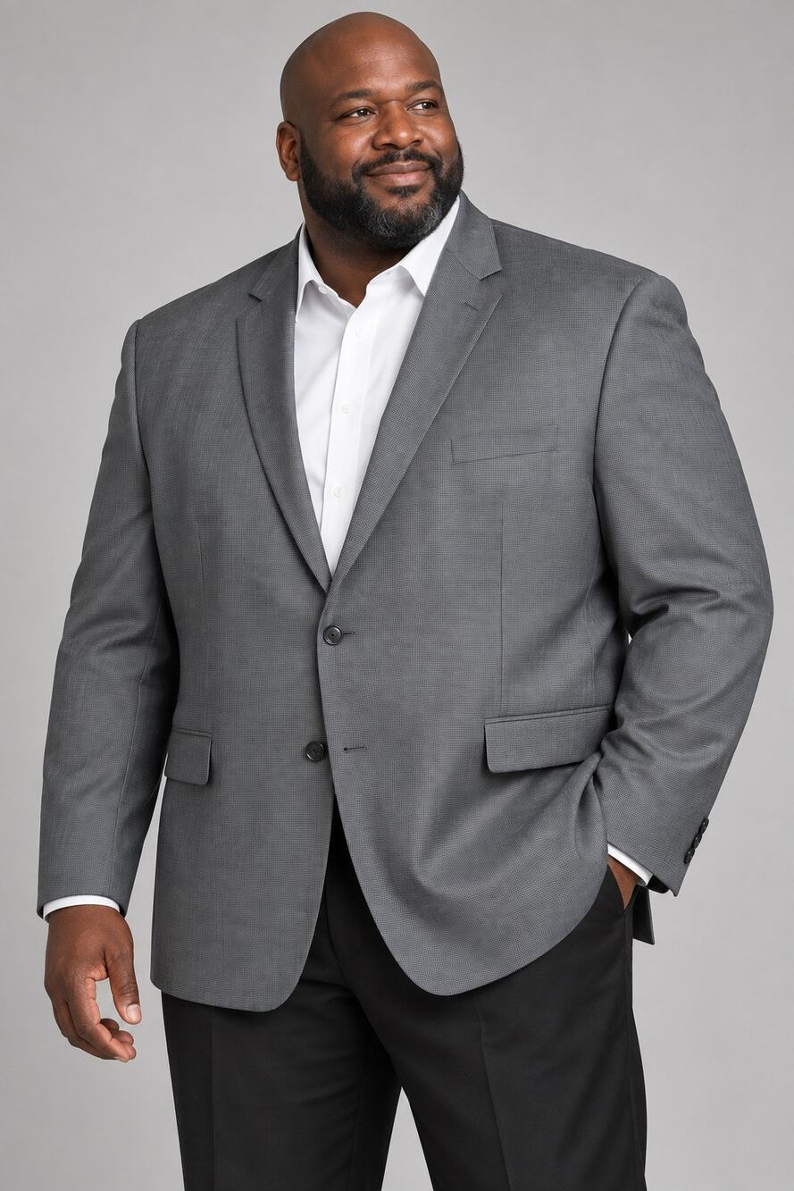 NWT Shaquille O’Neal XLG Gray Microcheck Stretch Blazer 54L Big & Tall